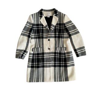 Jones New York houndstooth black off white wool blend coat - size 16